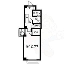 プラネシア星の子山科駅前 1Kの間取図画像