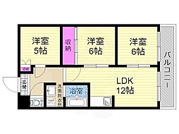 桂川ロイヤルハイツ 3LDKの間取図画像