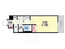 アクアプレイス京都千本丸太町 1Kの間取図画像