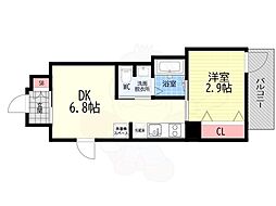 エンゼルプラザ京都太秦 1DKの間取図画像