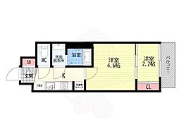 エンゼルプラザ京都太秦 2Kの間取図画像