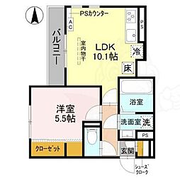 ベルデ北山 1LDKの間取図画像