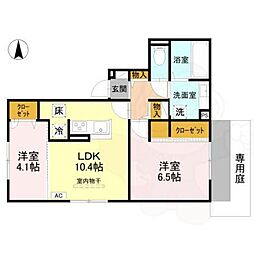 ベルデ北山 2LDKの間取図画像