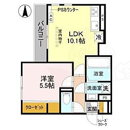 ベルデ北山 1LDKの間取図画像