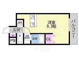 EXCEED御所東 1Kの間取図画像