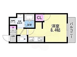 EXCEED御所東 1Kの間取図画像