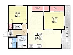 サンフローラ桂 2LDKの間取図画像