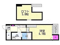 LEGARE伏見 1Kの間取図画像