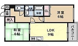 メルベーユ桂 2LDKの間取図画像
