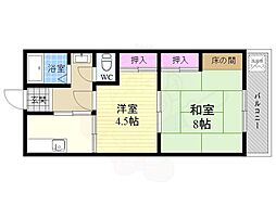 洛西マンションNo.2 2Kの間取図画像
