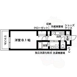 マナハウス 1Kの間取図画像