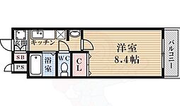 ヴィヴァーチェ四条大宮 1Kの間取図画像