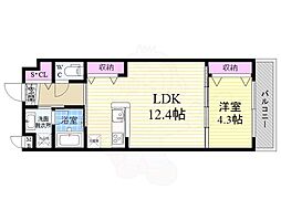 パイクツリー西京極 1LDKの間取図画像