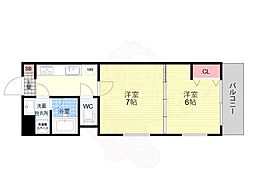アンクル丹波口 2Kの間取図画像