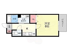 フォルジェ嵐山 1Kの間取図画像