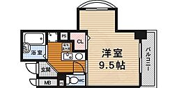 レスパスエラン 1Kの間取図画像