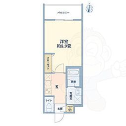 ウェルスクエア千本下長者 1Kの間取図画像