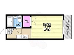 フローライト 1Kの間取図画像