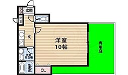 エリーフラッツ上桂 1Kの間取図画像