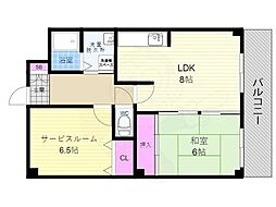 カサデ高ノ手 1SLDKの間取図画像