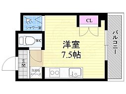 エスポワール里西 ワンルームの間取図画像