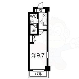 エス・キュート京都下鴨東 1Kの間取図画像