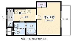 ソーシア西院 1Kの間取図画像