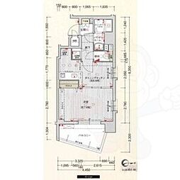 ライジングコート京都西院フロンティア 1DKの間取図画像