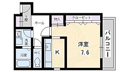 アルテハイム四条大宮 1Kの間取図画像