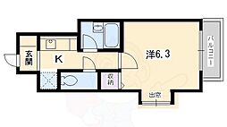 ベラジオ四条堀川 1Kの間取図画像
