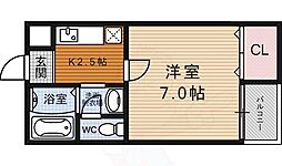ヴァン四条大宮 1Kの間取図画像