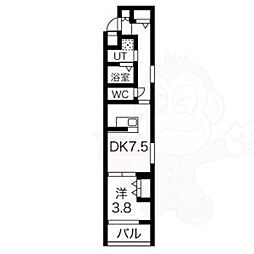 フォーリアライズ京都東寺 1DKの間取図画像