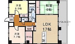 御所南レジデンシャル 3LDKの間取図画像