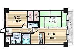 グレースナカミヤ 2LDKの間取図画像