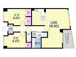 パインフィールド五条 2LDKの間取図画像