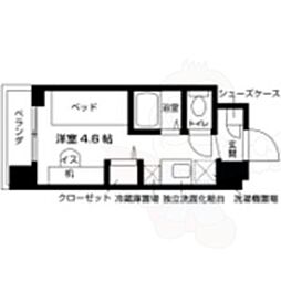 キャンパスヴィレッジ京都一乗寺 ワンルームの間取図画像