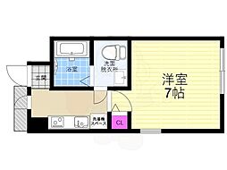 CASA大和大路 1Kの間取図画像