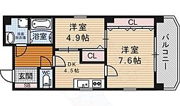 アマデウス西洞院 2DKの間取図画像