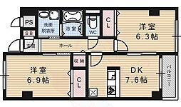 コーポラス伏見 2LDKの間取図画像