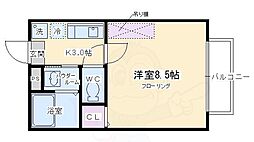 アークリード五条堀川 1Kの間取図画像