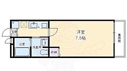 フラッティ堀川高辻 1Kの間取図画像