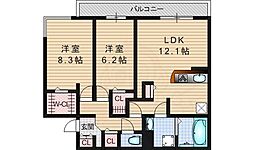 サニー・ハイツ佐野 2LDKの間取図画像
