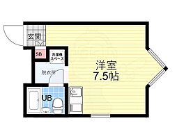 ザ・シティ花園 ワンルームの間取図画像