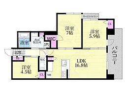 ユニハイム京都七条通り 2SLDKの間取図画像