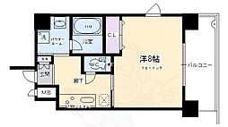 アスヴェル京都四条烏丸 1Kの間取図画像
