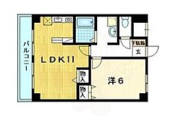 パストラーレ城南 1LDKの間取図画像