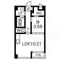 プラネシア東山三条 1LDKの間取図画像