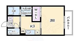 クレスト西京極 1Kの間取図画像