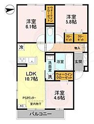 アーバングレイス 3LDKの間取図画像