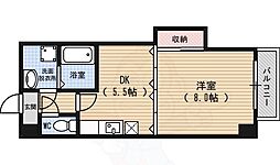 ルサフィール西大路 1DKの間取図画像